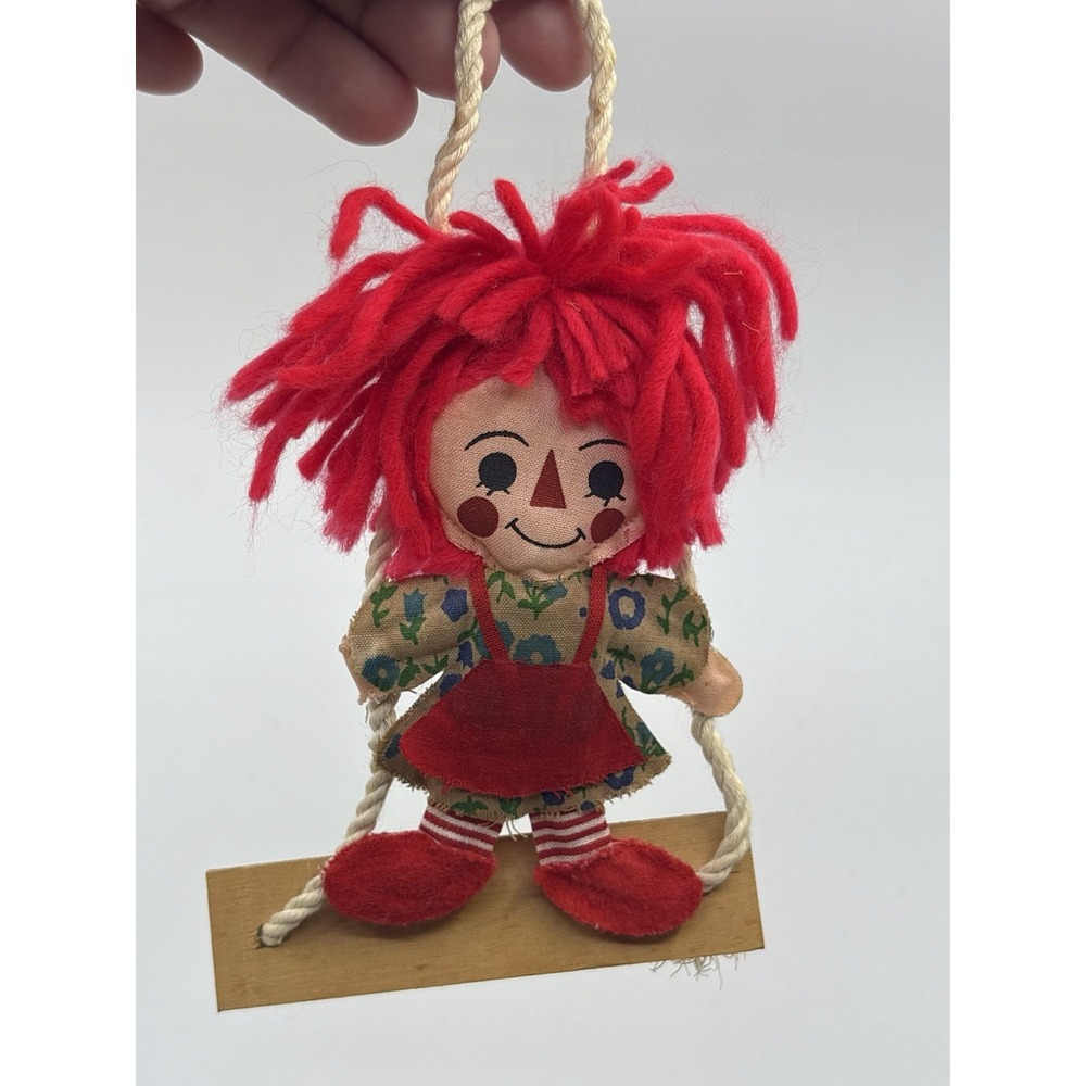 Vintage Raggedy Ann Christmas Ornament In Swing